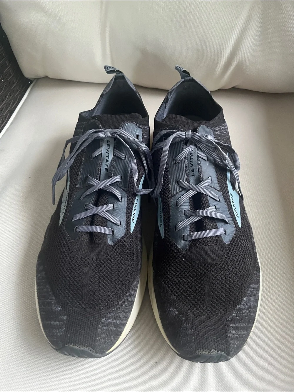 Brooks Levitate Men’s Running Shoes — Black with Light Blue Accents